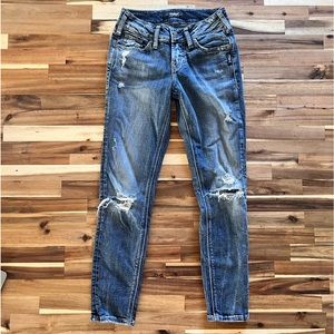 Silver ankle skinny jeans